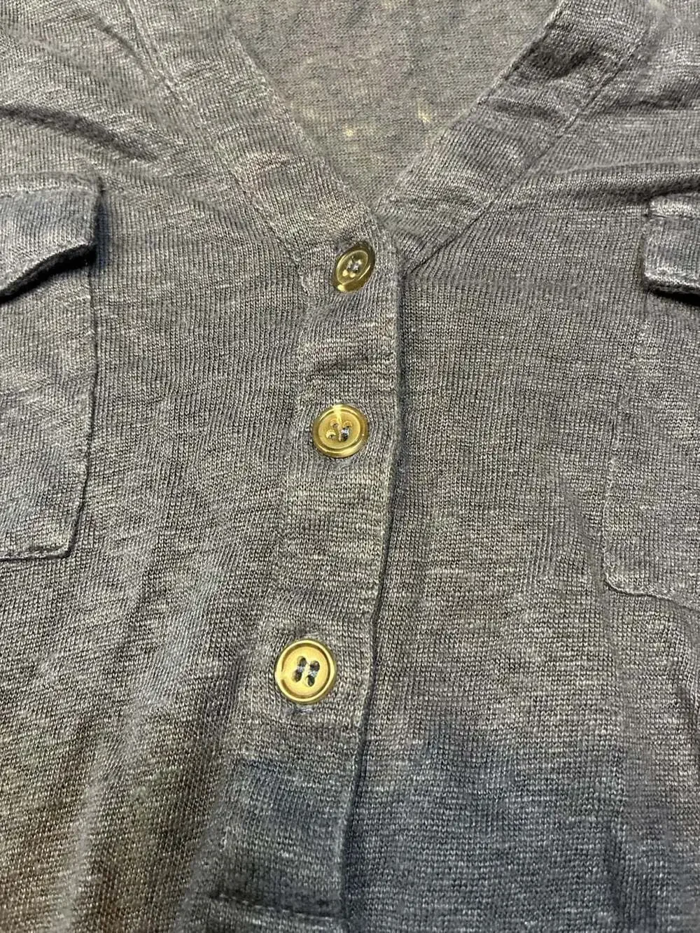 Gerard Darel Paris Long Sleeve Henley Button-Front Shirt with Dual Chest Pockets